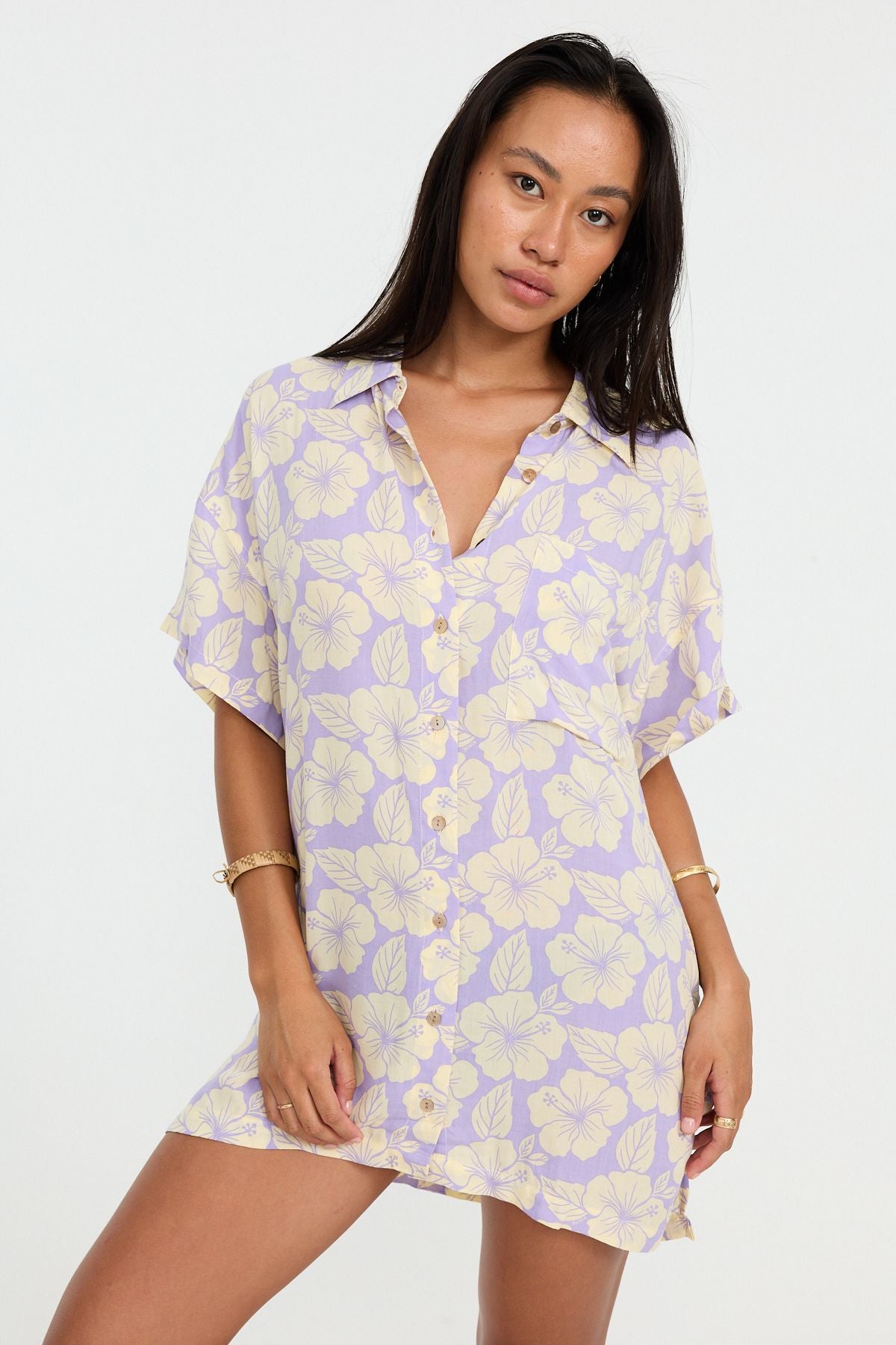 Oversized eco shirt-dress – unisex beach coverup inspired by Benoa Swim, Hawaiʻi design
