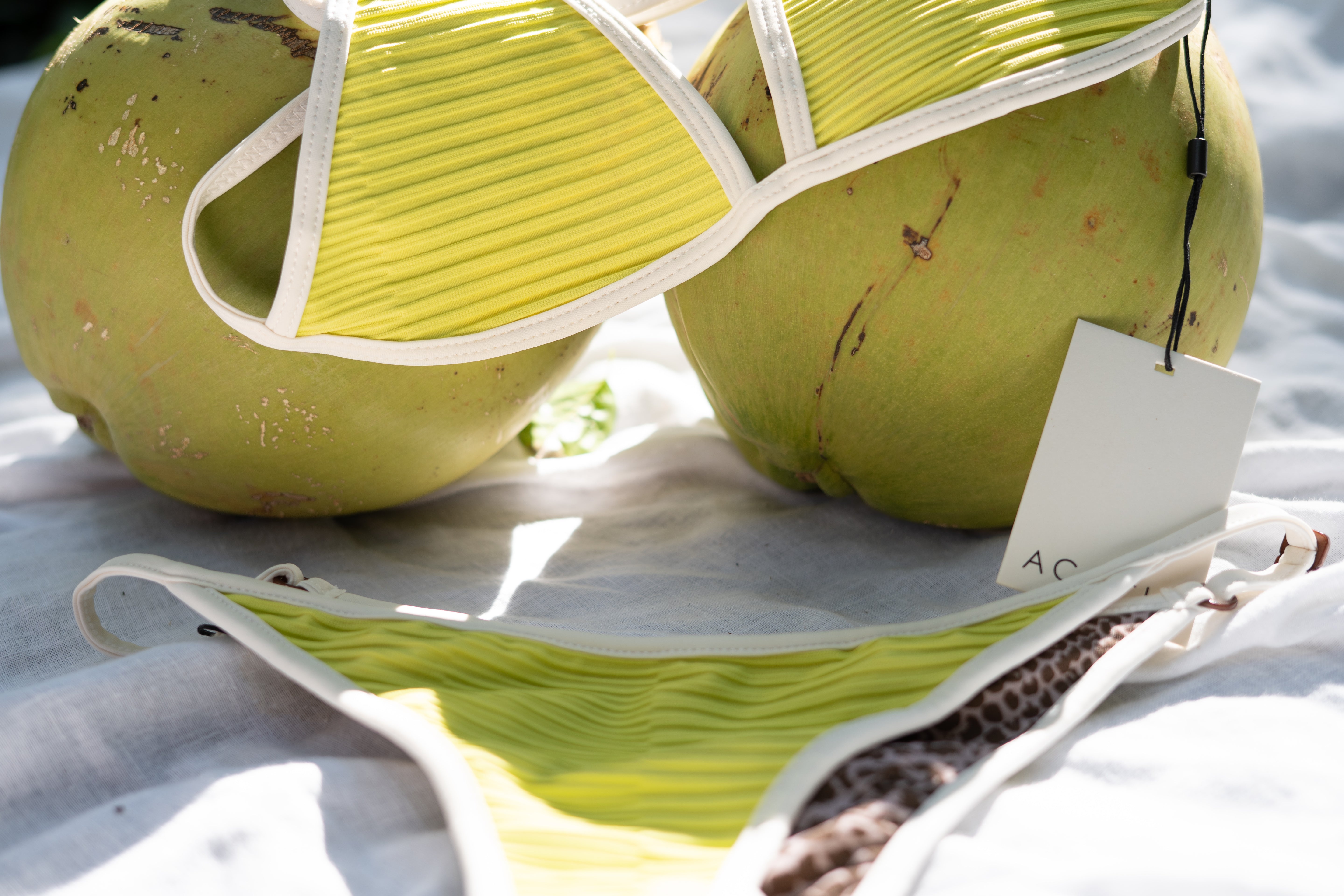 ACACIA Relle Dual Ribbed Bikini Bottom – minimal coverage, piped detail, adjustable side straps, Maui swimwear