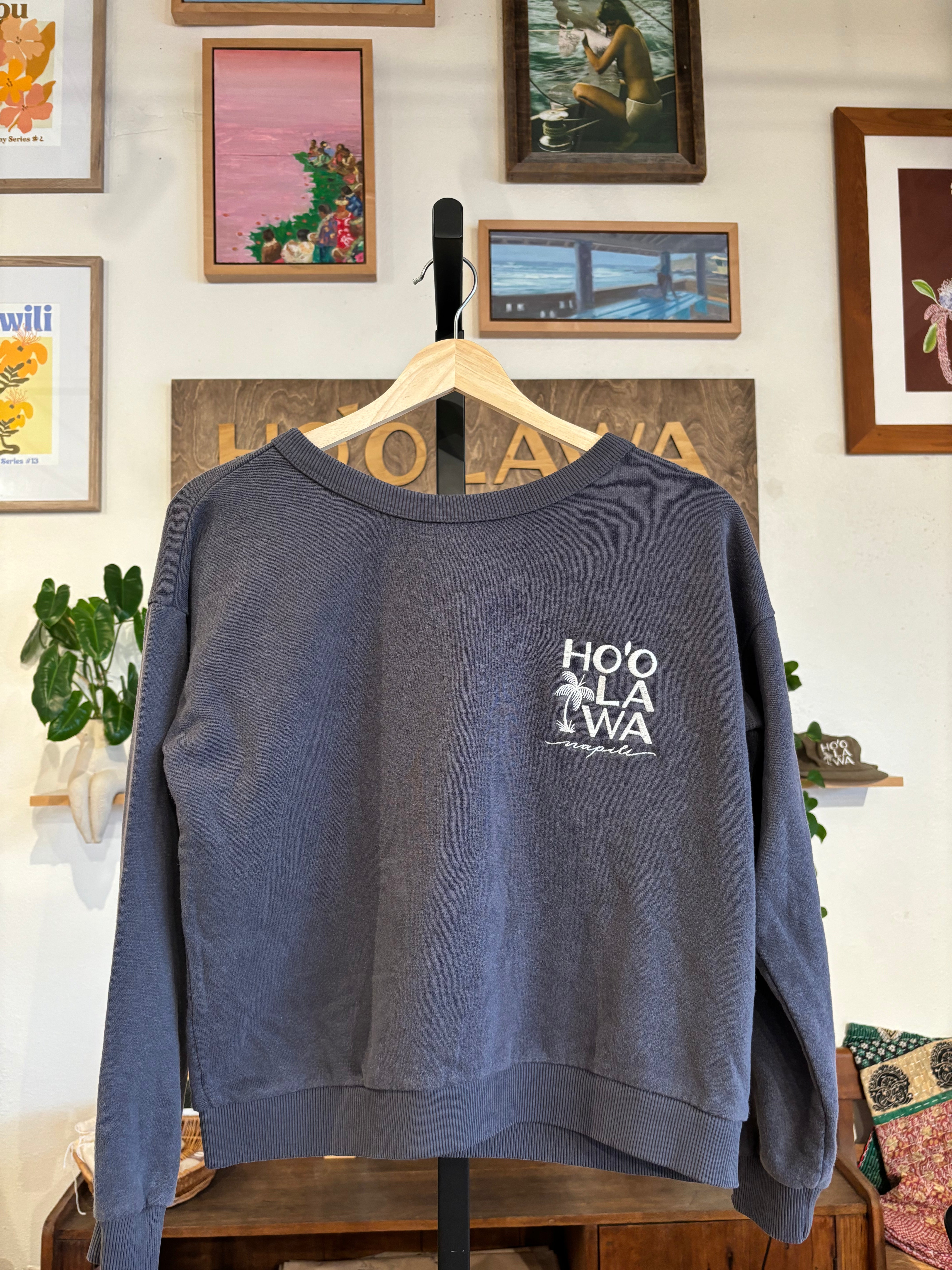 Sustainable cropped sweatshirt by Jung Maven, available at Hoʻolawa Maui