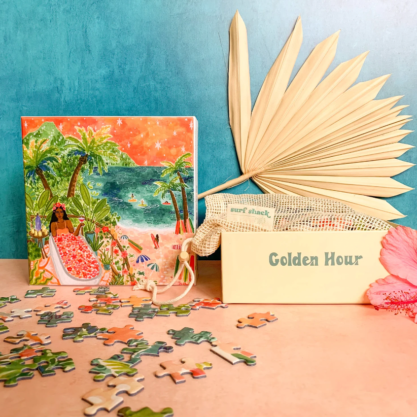 Tropical surf shack puzzle design