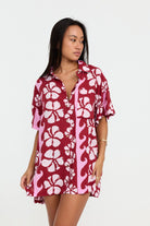 Oversized eco shirt-dress – unisex beach coverup inspired by Benoa Swim, Hawaiʻi design