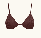 Brown bra with geometric pattern on a white background
