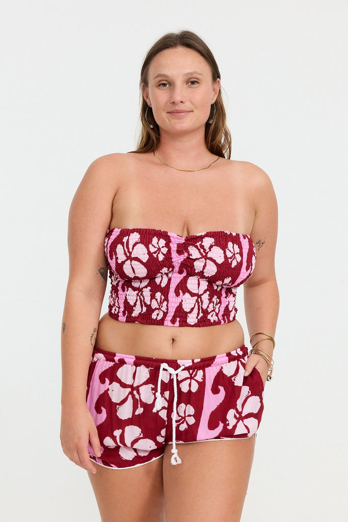 Eco mini shorts with piping – Benoa Swim inspired bikini coverup, Hawaiʻi-designed