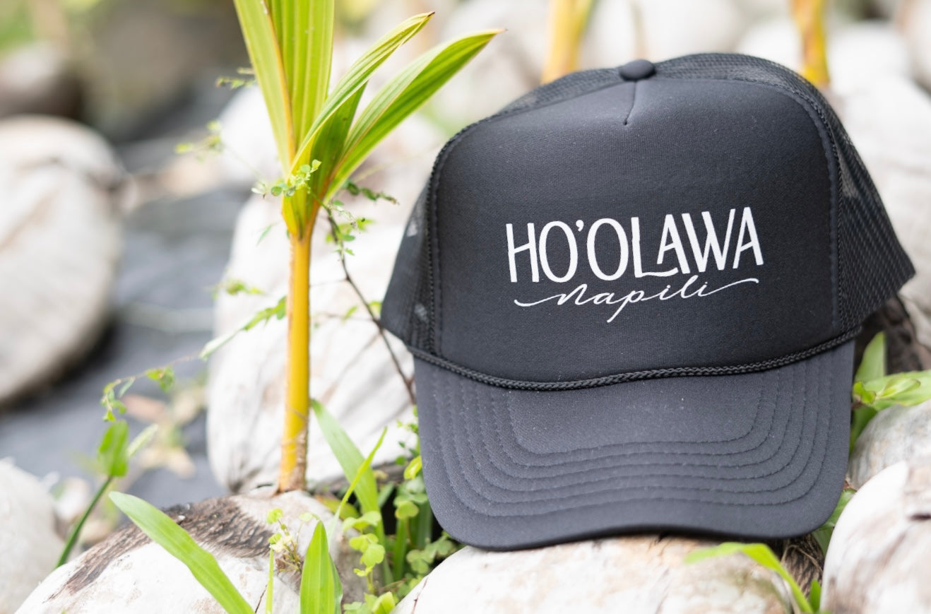 Maui trucker hat — Hoʻolawa Napili logo Hawaii snapback beach hat