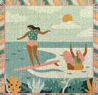 surfing hawaii puzzle green blue pink